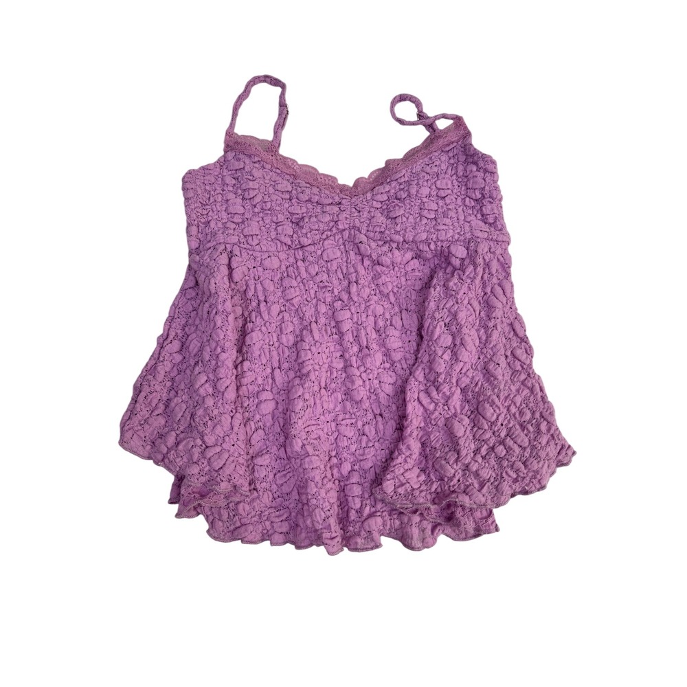 Urban Outfitters Purple Floral Lace Babydoll Cami Top Small Boho Ruffle Strappy